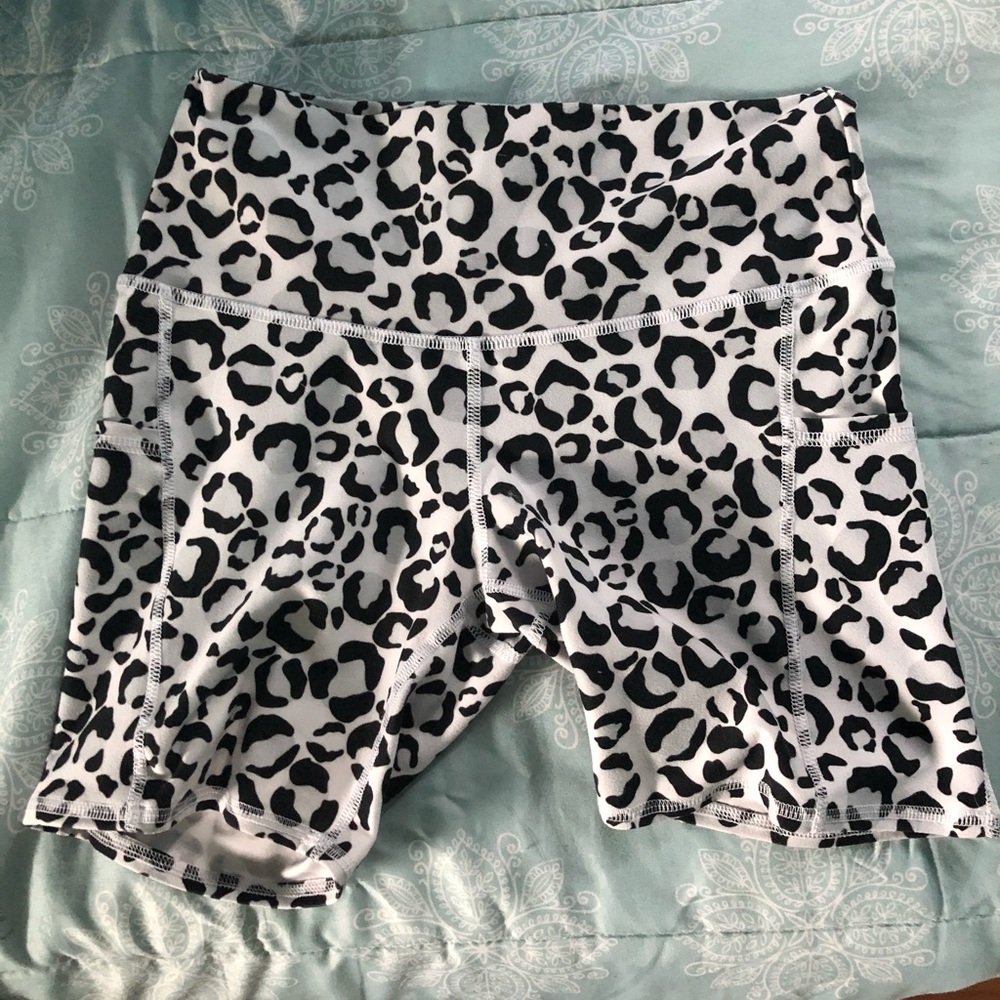 White leopard bike shorts